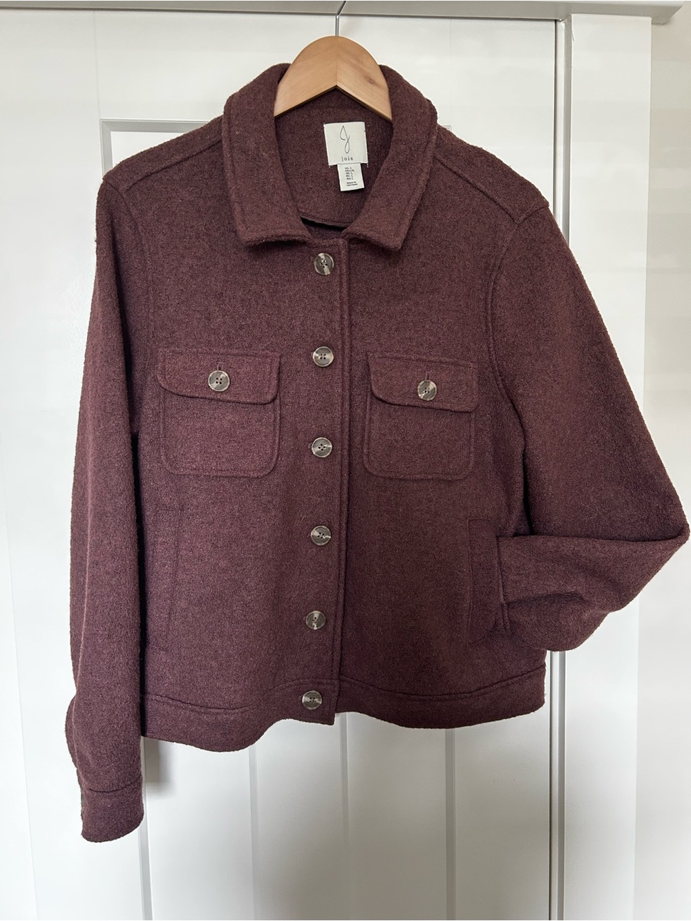 Joie Plum Utility Wool-Blend Button Jacket